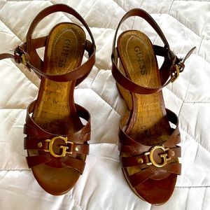 Guess brand brown wedges barely worn size 6.5
